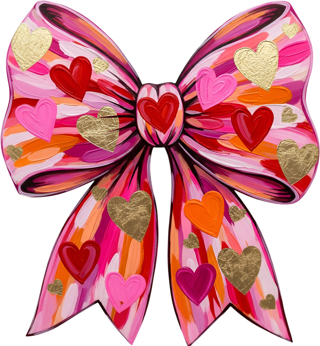 DTF Transfer – AG Paint Heart Bow Multi Sizes