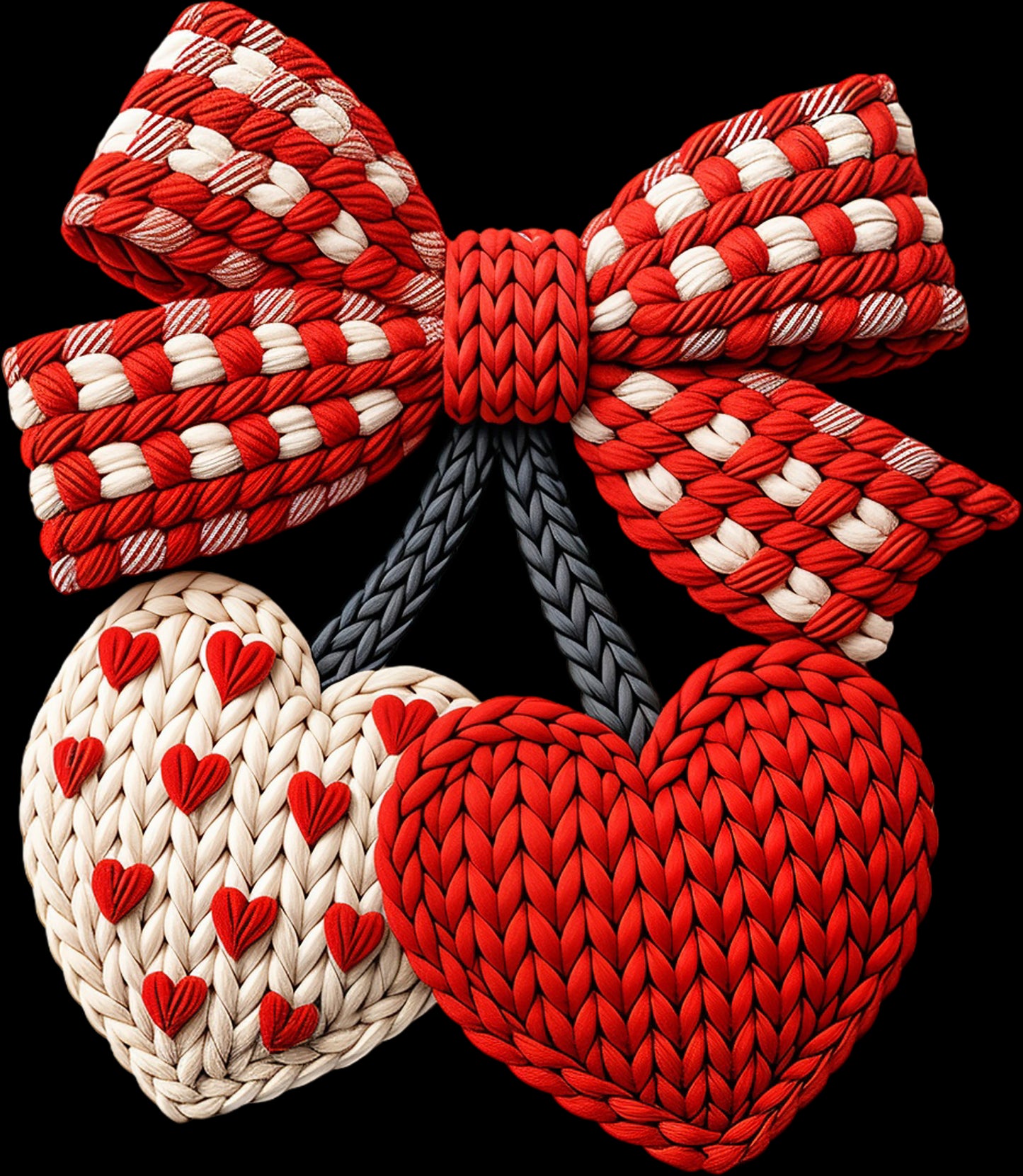 DTF Transfer – Al Yarn Cherry Hearts Multi Sizes