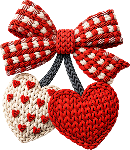 DTF Transfer – Al Yarn Cherry Hearts Multi Sizes