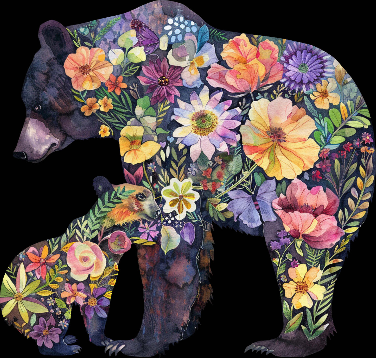 DTF Transfer – Floral Bear Head Multi Sizes (AN-BR003)