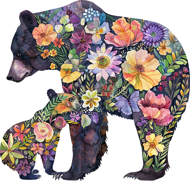 DTF Transfer – Floral Bear Head Multi Sizes (AN-BR003)