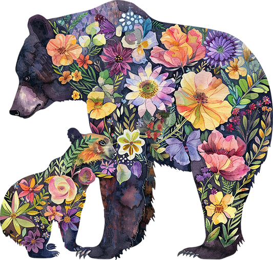 DTF Transfer – Floral Bear Head Multi Sizes (AN-BR003)