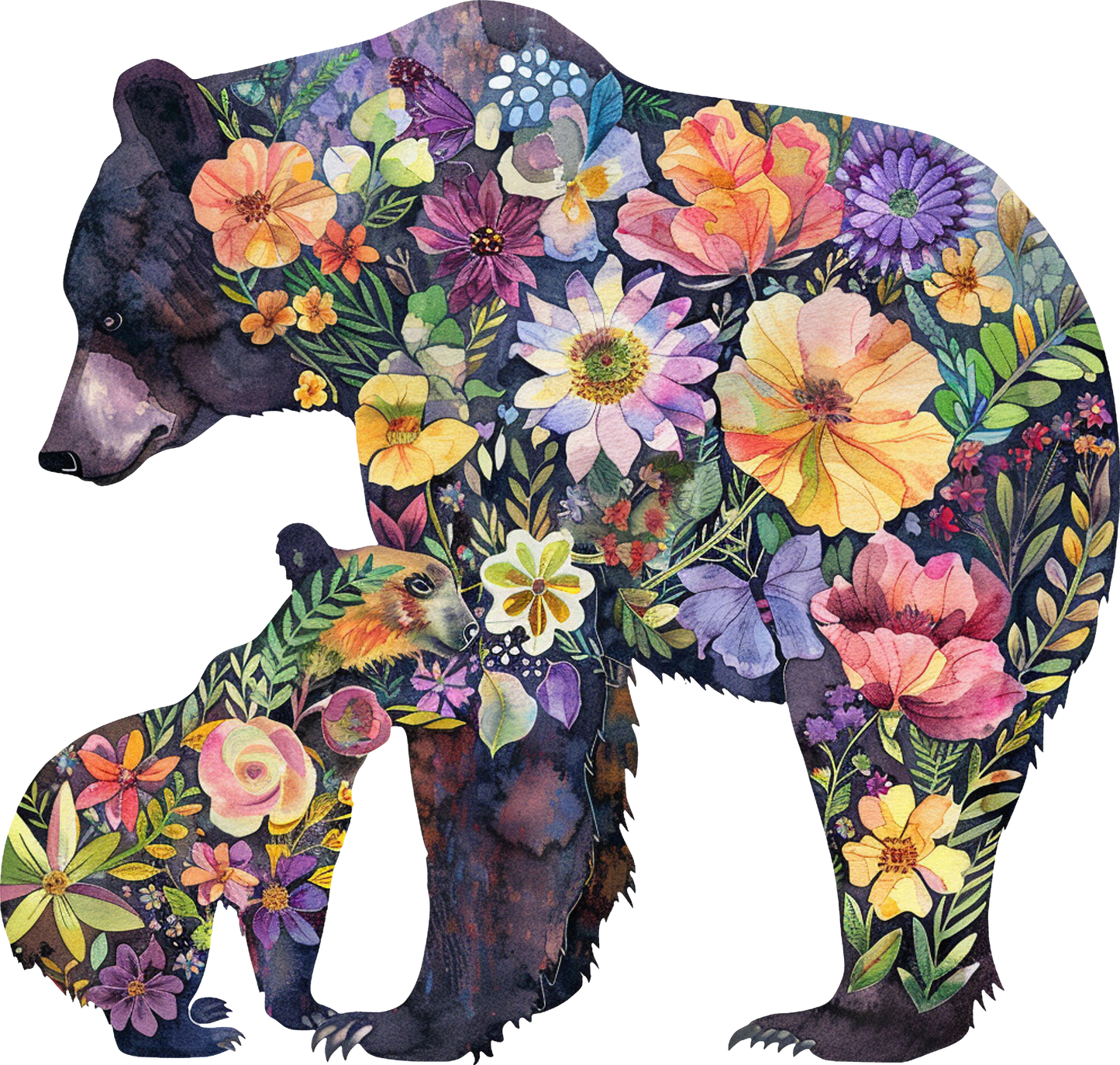 DTF Transfer – Floral Bear Head Multi Sizes (AN-BR003)
