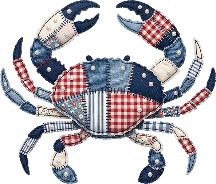 DTF Transfer – Crab Patchwork Multi Sizes (AN-CB002)
