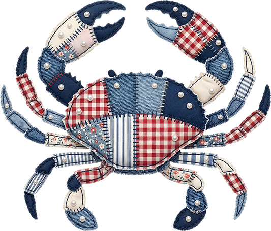 DTF Transfer – Crab Patchwork Multi Sizes (AN-CB002)