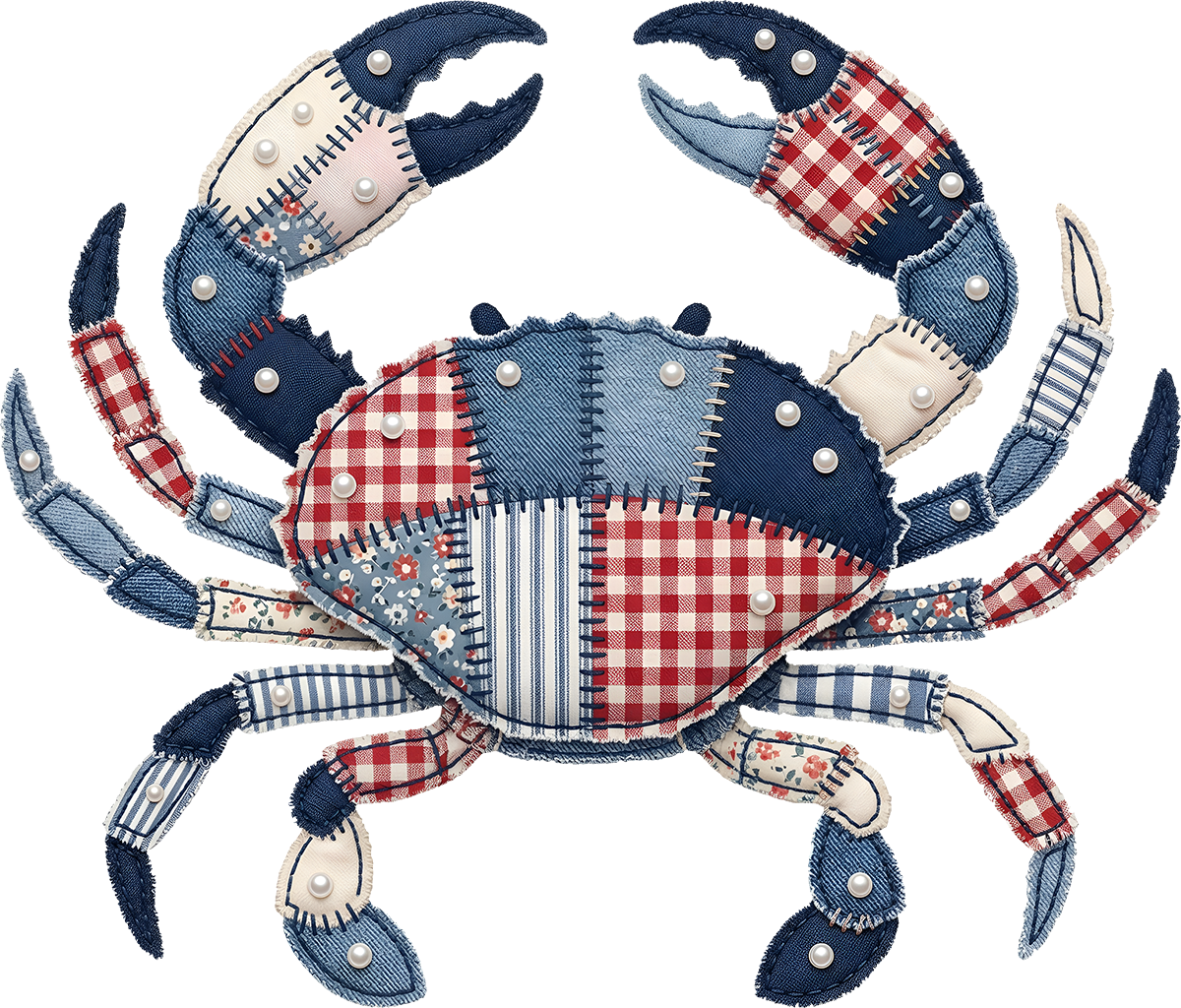 DTF Transfer – Crab Patchwork Multi Sizes (AN-CB002)