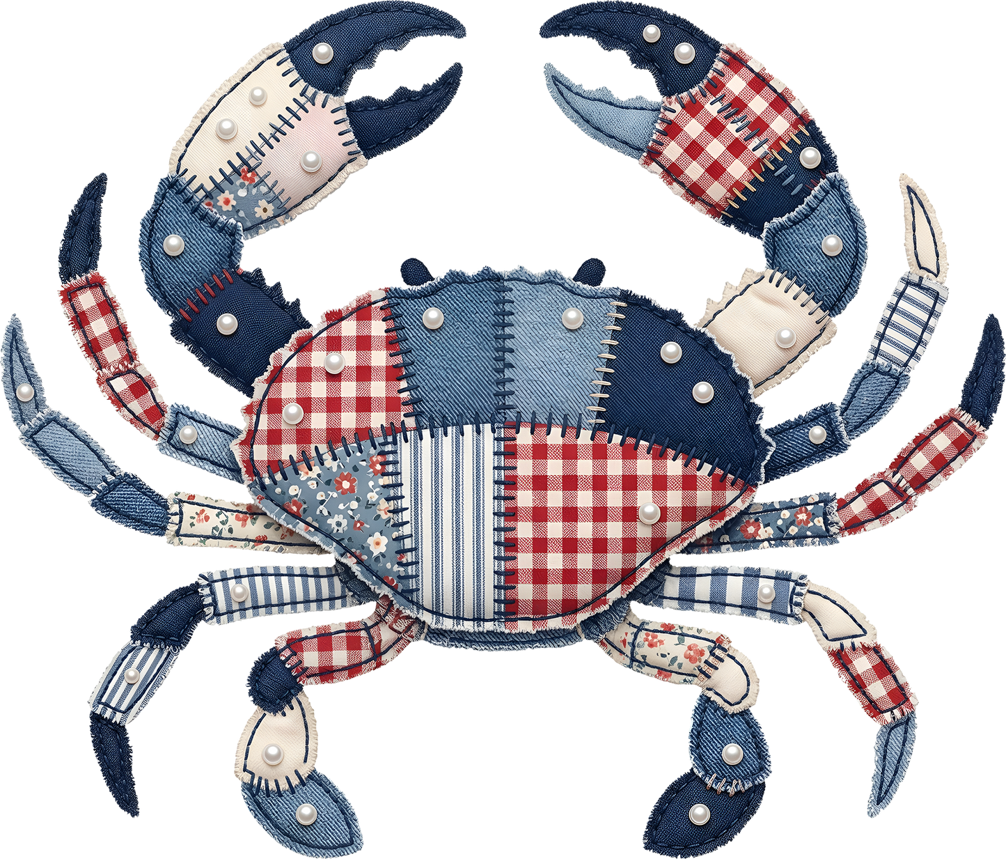 DTF Transfer – Crab Patchwork Multi Sizes (AN-CB002)