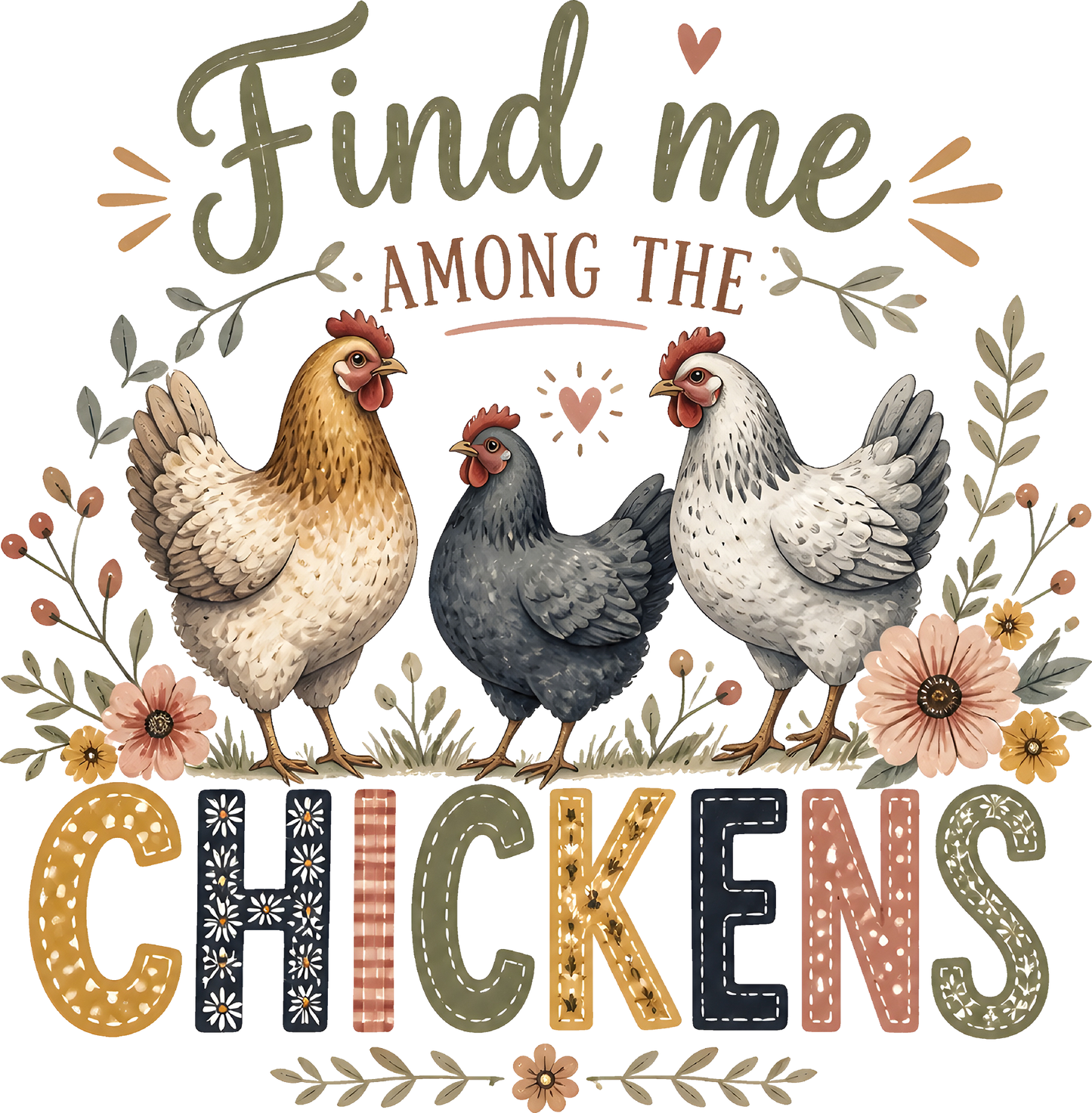 DTF Transfer –Find Me Chicken Multi Sizes (AN-CH003)