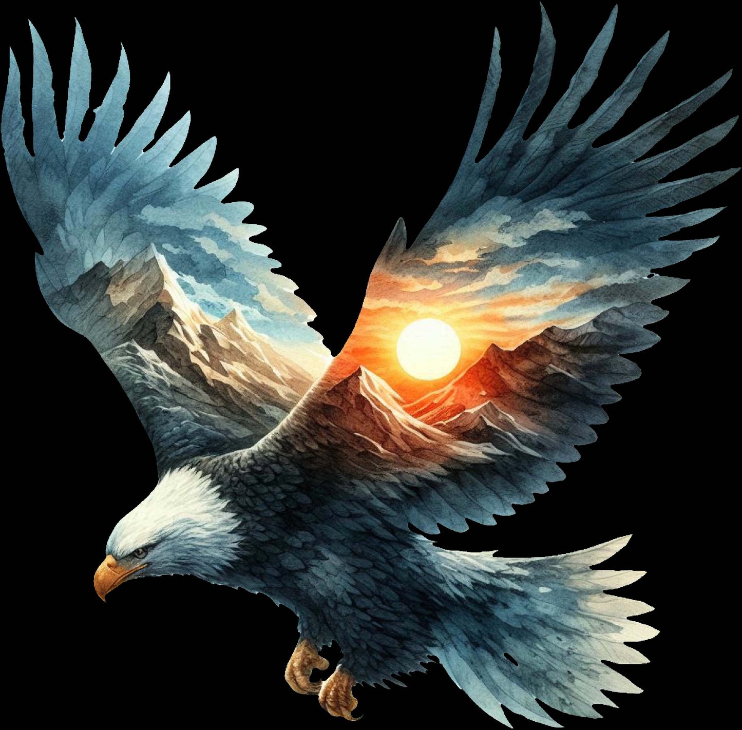 DTF Transfer – Bald Eagle Watercolor Multi Sizes (AN-EA001)