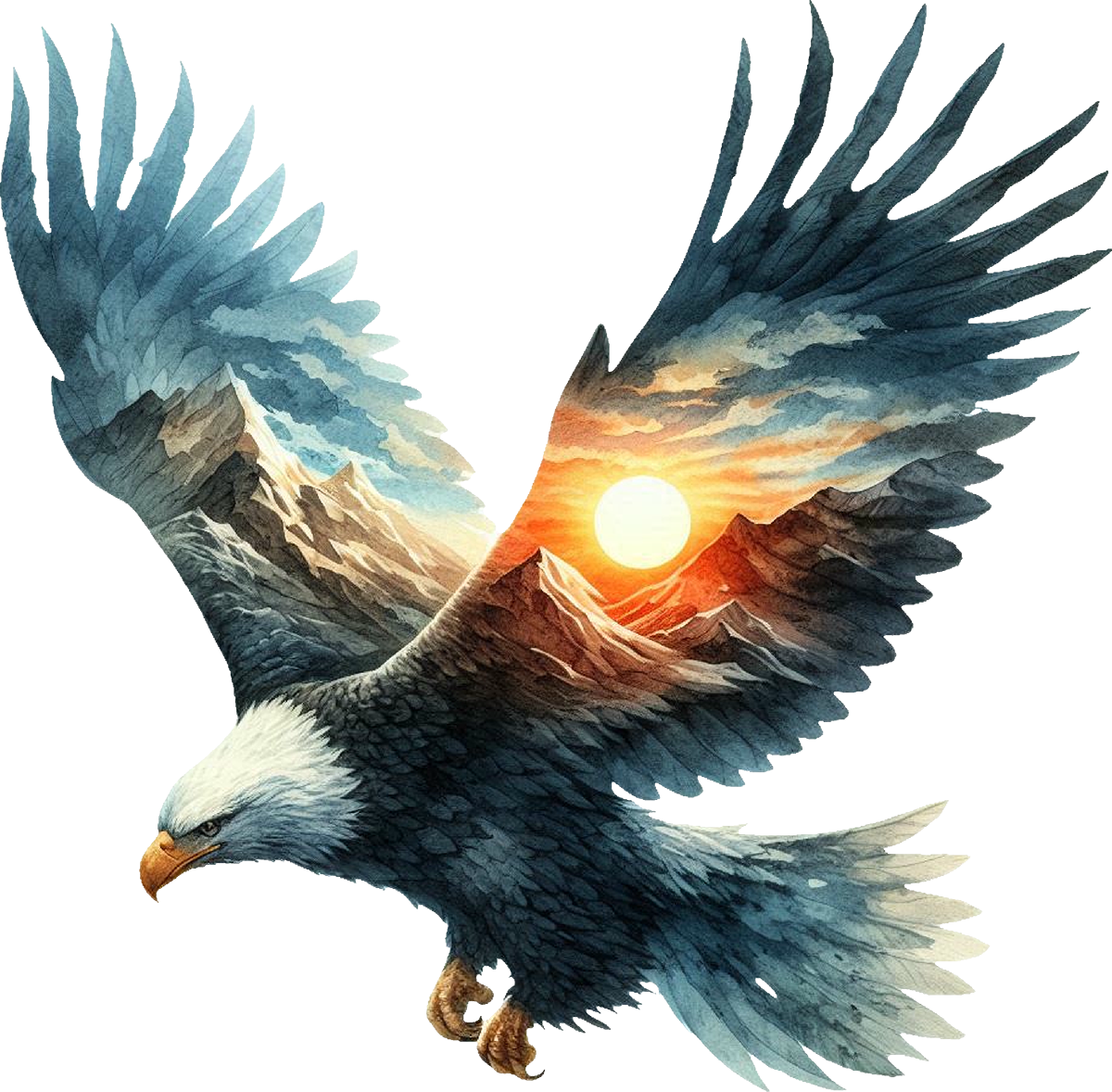 DTF Transfer – Bald Eagle Watercolor Multi Sizes (AN-EA001)