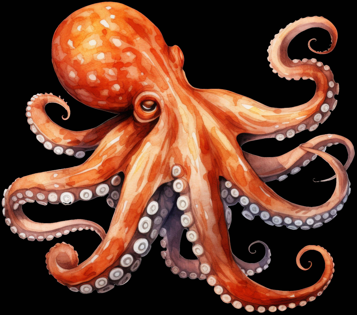 DTF Transfer – Watercolor Octopus Multi Sizes (AN-OC001)