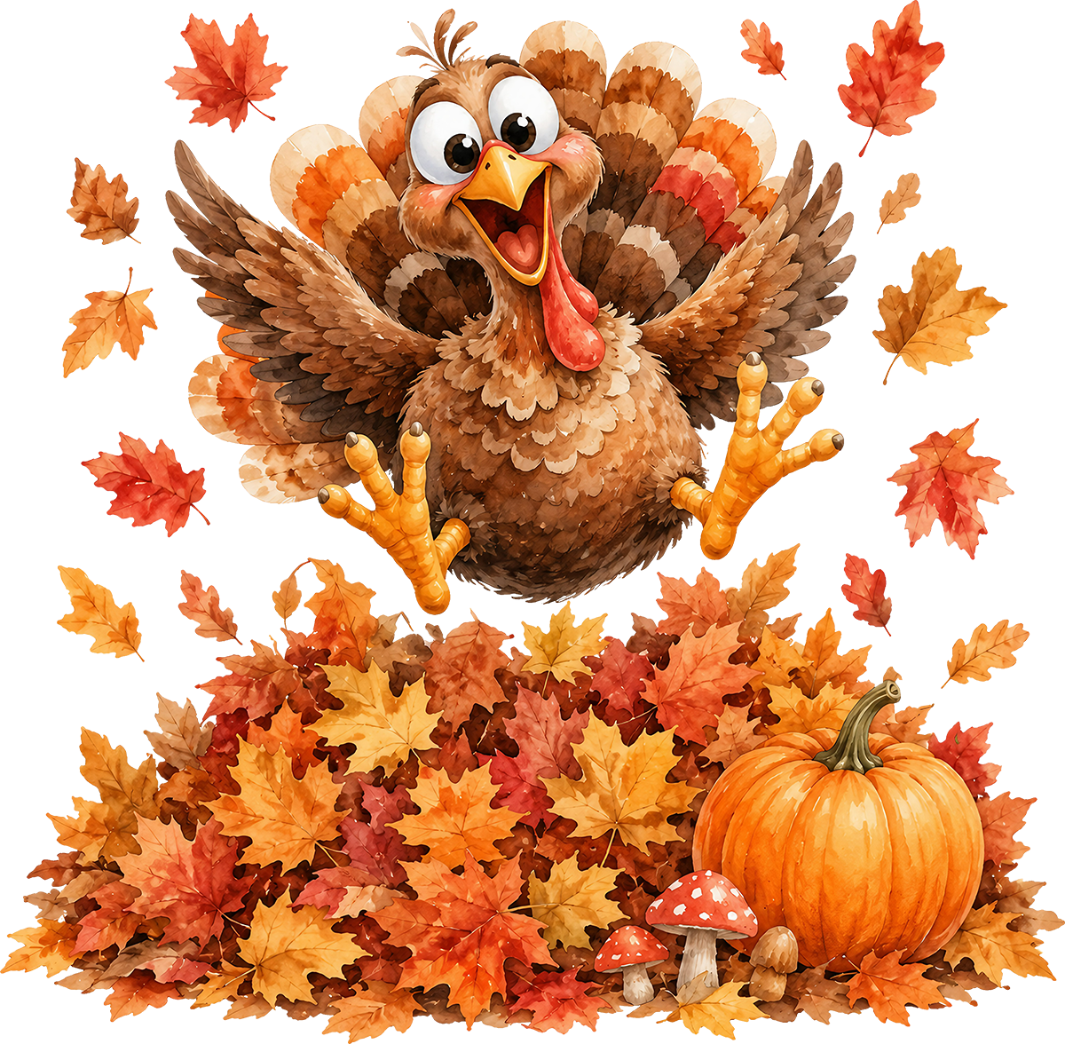 DTF Transfer –Turkey Leaves Multi Sizes (AN-TU003)