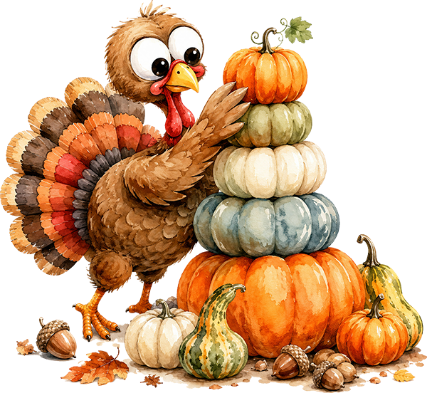 DTF Transfer –Turkey Pumpkin Multi Sizes (AN-TU004)