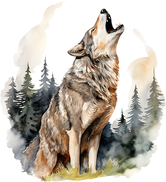 DTF Transfer - Wolf Howling A  (AN-WL005)