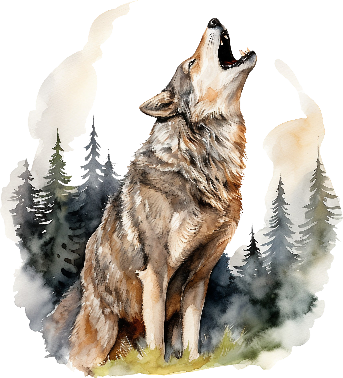DTF Transfer - Wolf Howling A  (AN-WL005)
