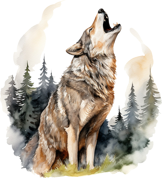 DTF Transfer - Wolf Howling A  (AN-WL005)