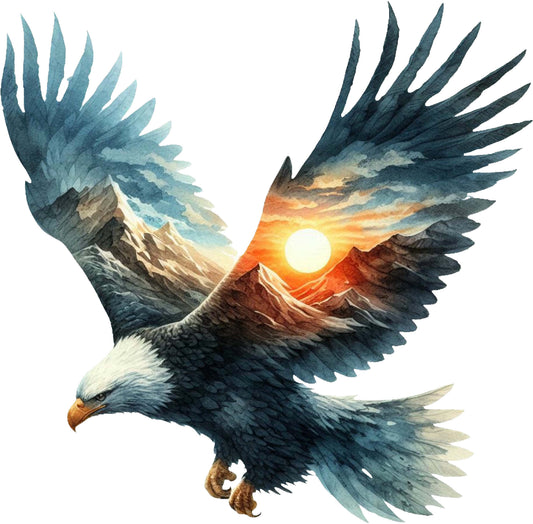 DTF Transfer – Bald Eagle Watercolor Multi Sizes (AN-EA001)