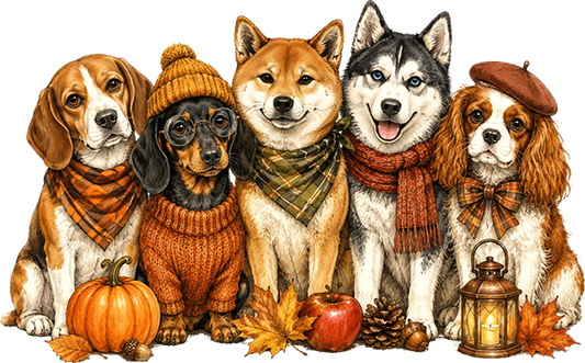 DTF Transfer – Autumn Dogs A Multi Sizes (AU-AN001)