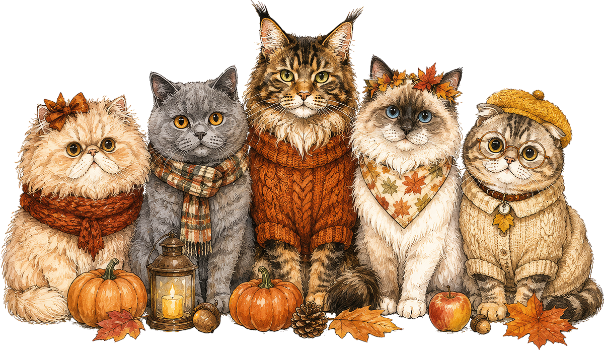 DTF Transfer – Fall Cats A Multi Sizes (AU-AN002)