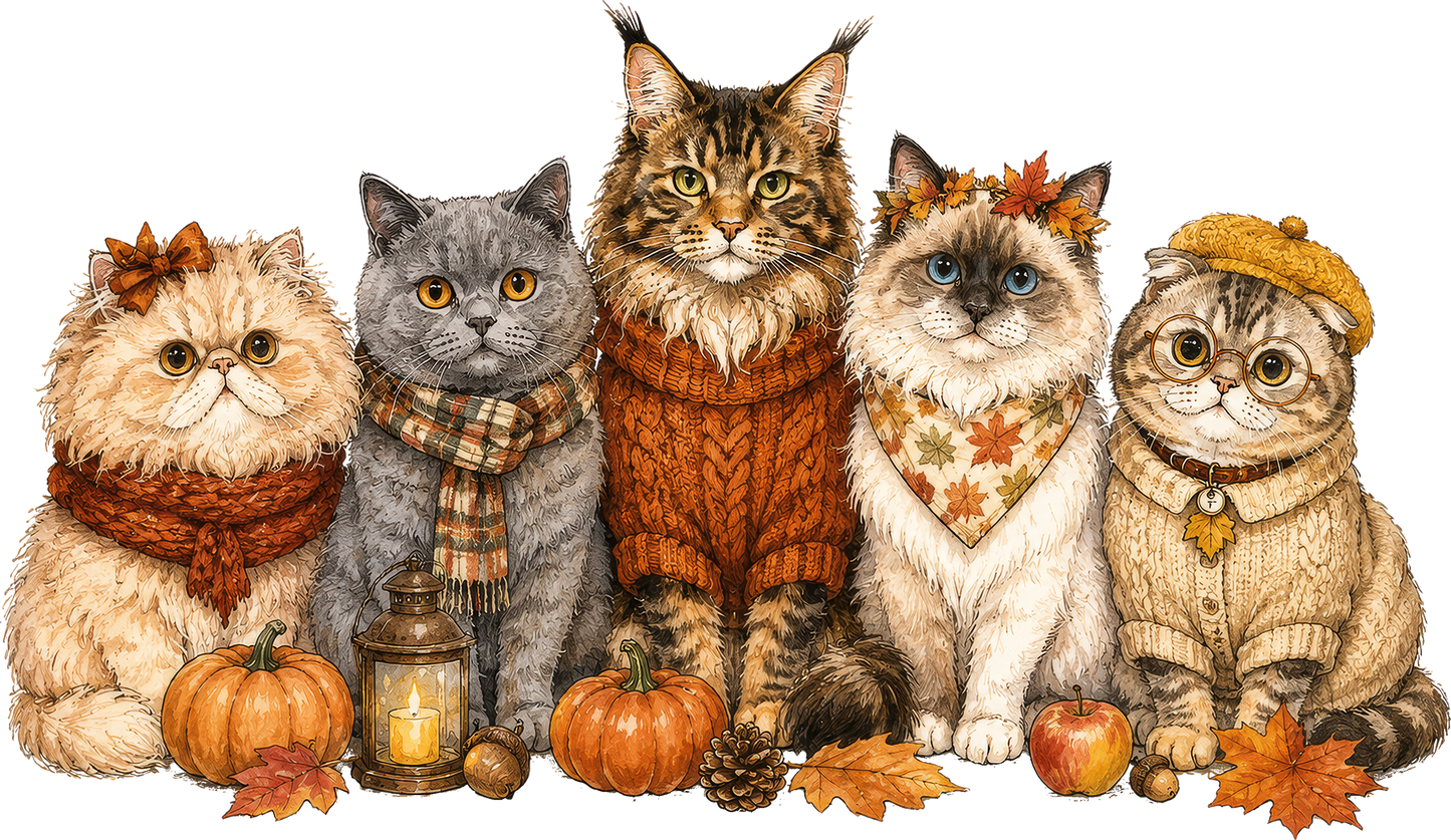 DTF Transfer – Fall Cats A Multi Sizes (AU-AN002)