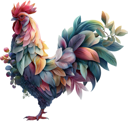DTF Transfer – Chicken Flowers Multi Sizes (AN-CH005)