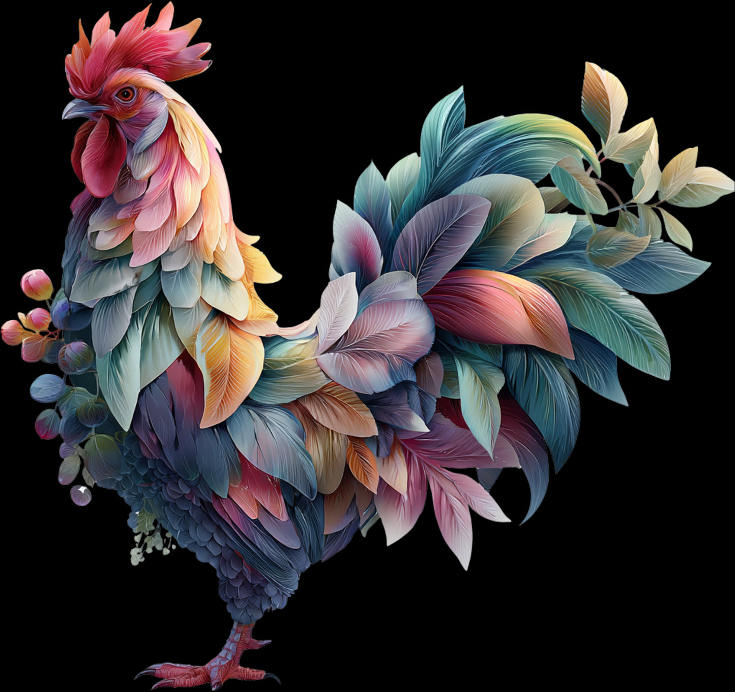 DTF Transfer – Chicken Flowers Multi Sizes (AN-CH005)