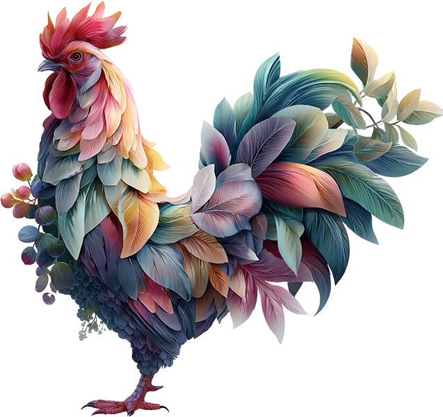 DTF Transfer – Chicken Flowers Multi Sizes (AN-CH005)