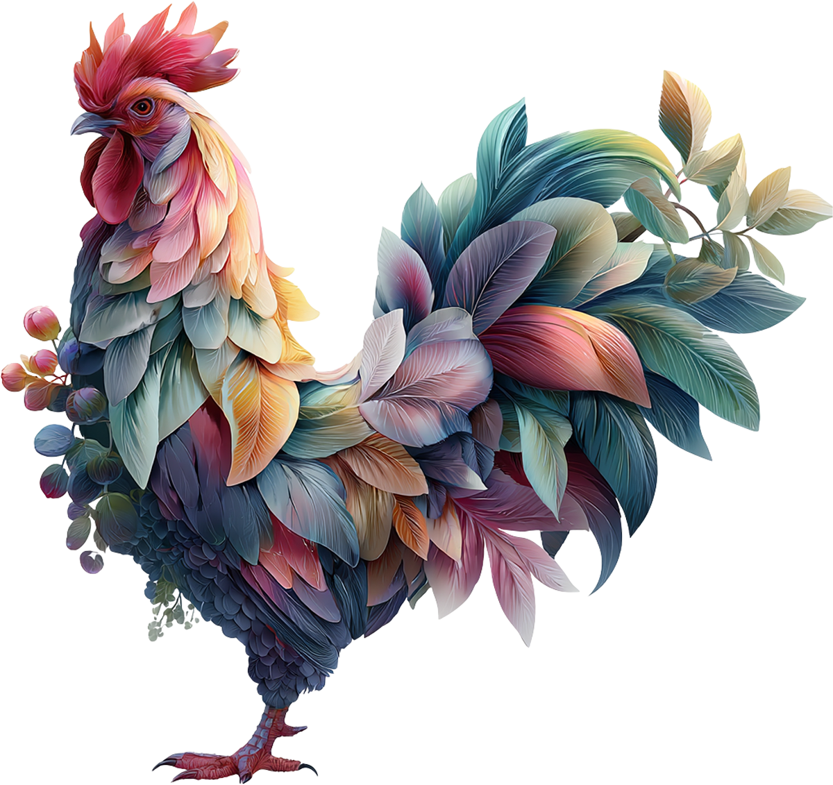 DTF Transfer – Chicken Flowers Multi Sizes (AN-CH005)