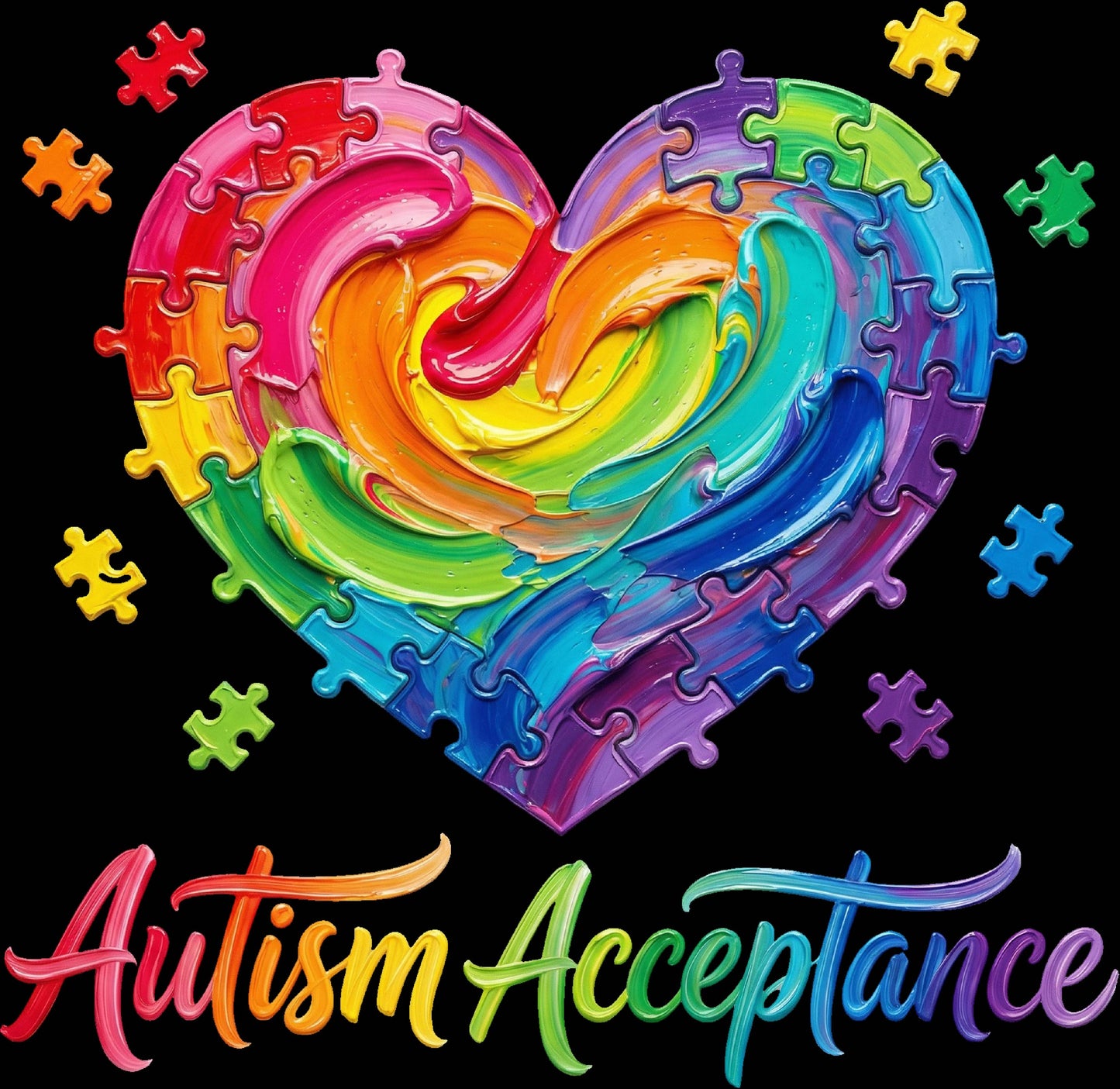 DTF Transfer – Autism Heart Multi Sizes (AW- AU002)