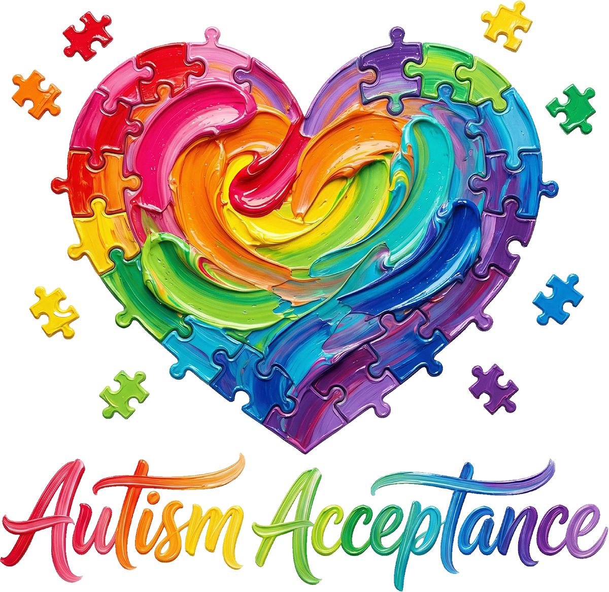 DTF Transfer – Autism Heart Multi Sizes (AW- AU002)