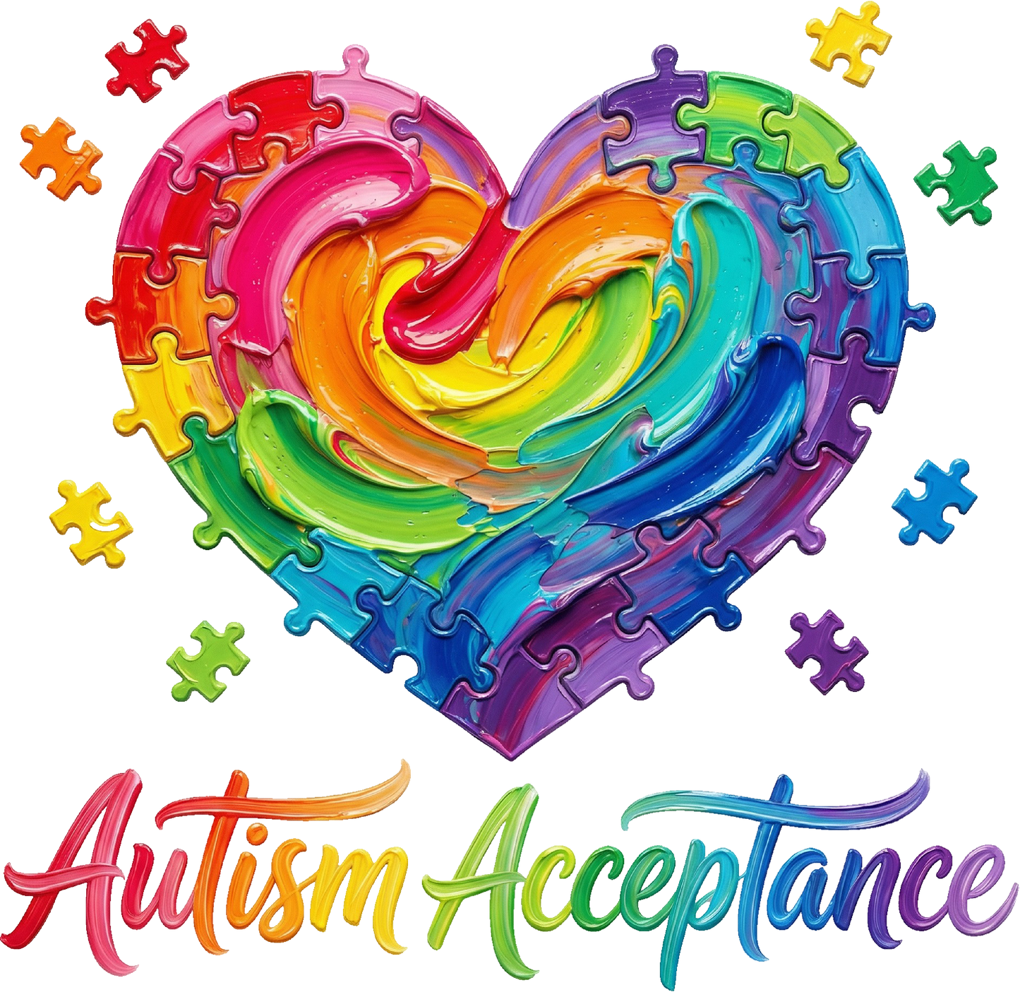 DTF Transfer – Autism Heart Multi Sizes (AW- AU002)