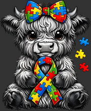 Load image into Gallery viewer, DTF Transfer – Autism Awareness Cow Multi Sizes (AW-AU001)
