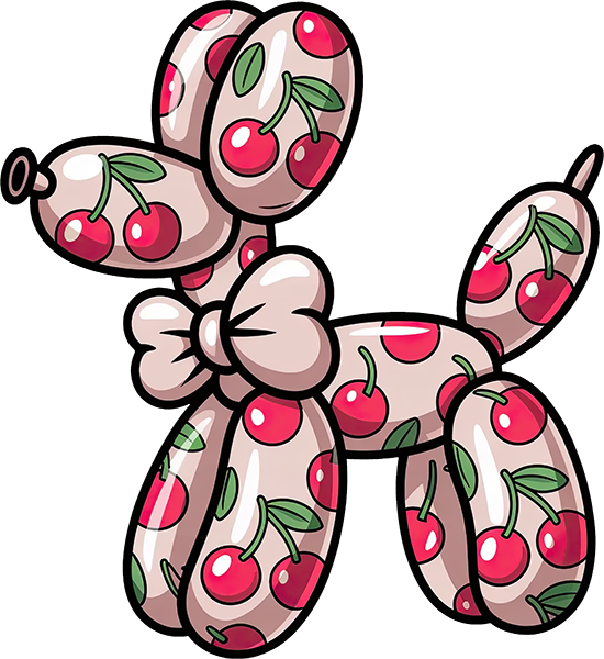 DTF Transfer – Balloon Dog Cherries Multi Sizes (BA-DG006)