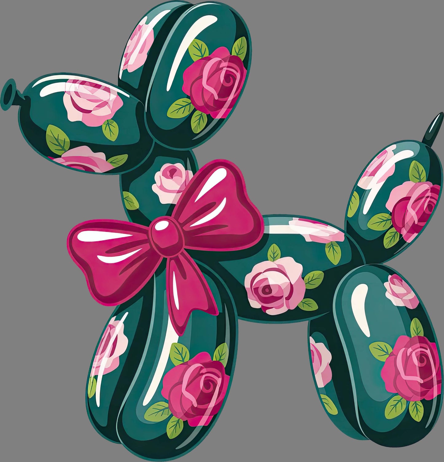 DTF Transfer – Balloon Dog GR Flowers Multi Sizes (BA-DG008)