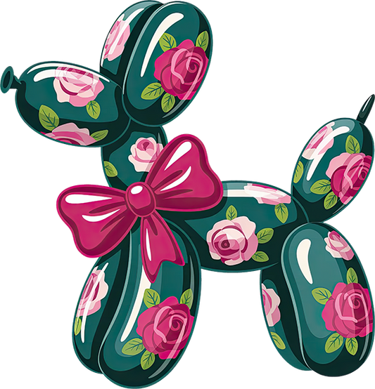 DTF Transfer – Balloon Dog GR Flowers Multi Sizes (BA-DG008)