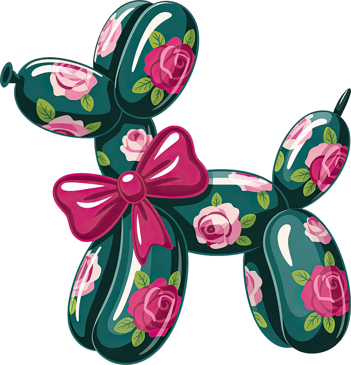 DTF Transfer – Balloon Dog GR Flowers Multi Sizes (BA-DG008)