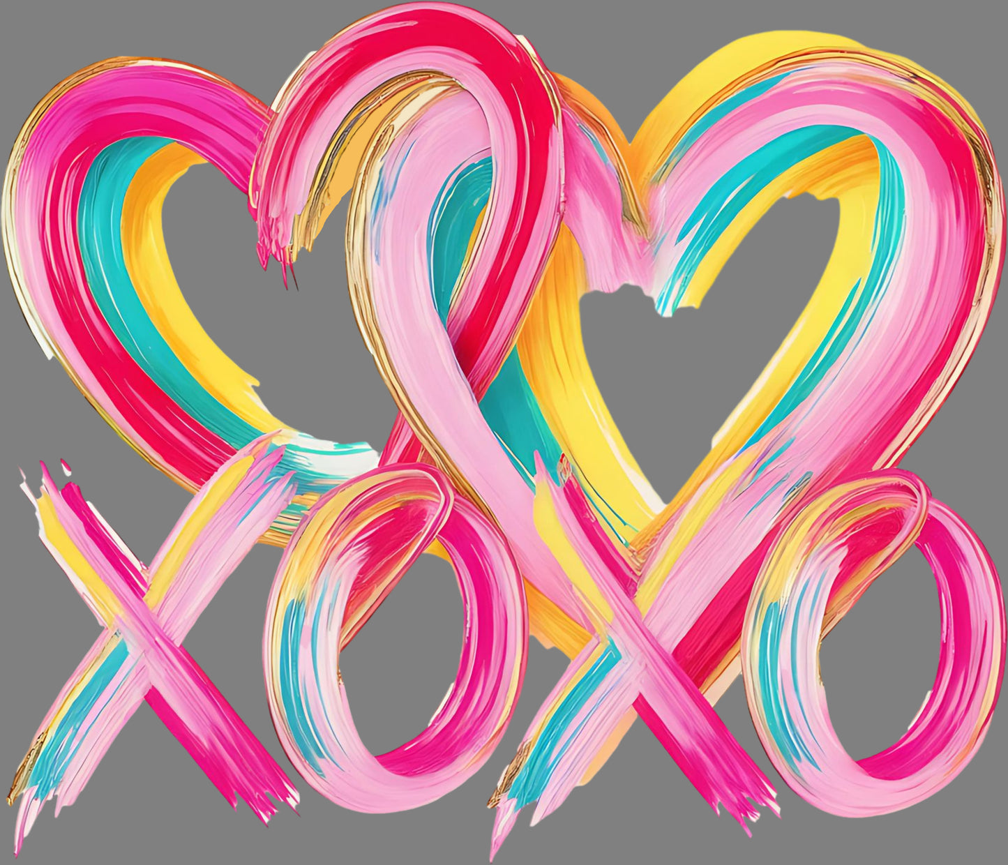 DTF Transfer – BD Paint XOXO Hearts Multi Sizes