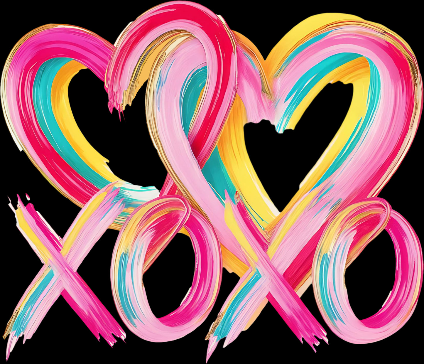 DTF Transfer – BD Paint XOXO Hearts Multi Sizes