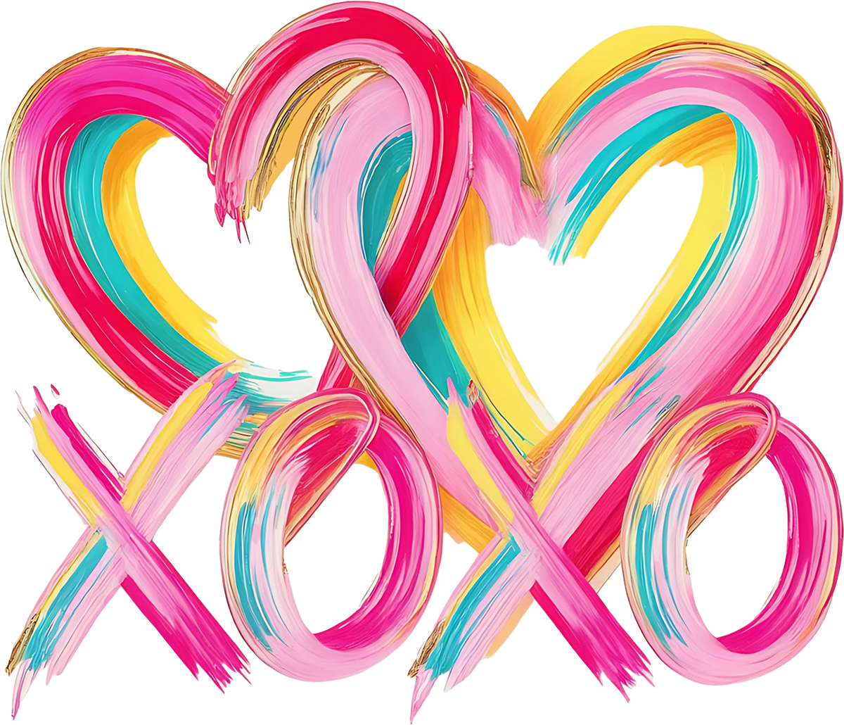 DTF Transfer – BD Paint XOXO Hearts Multi Sizes