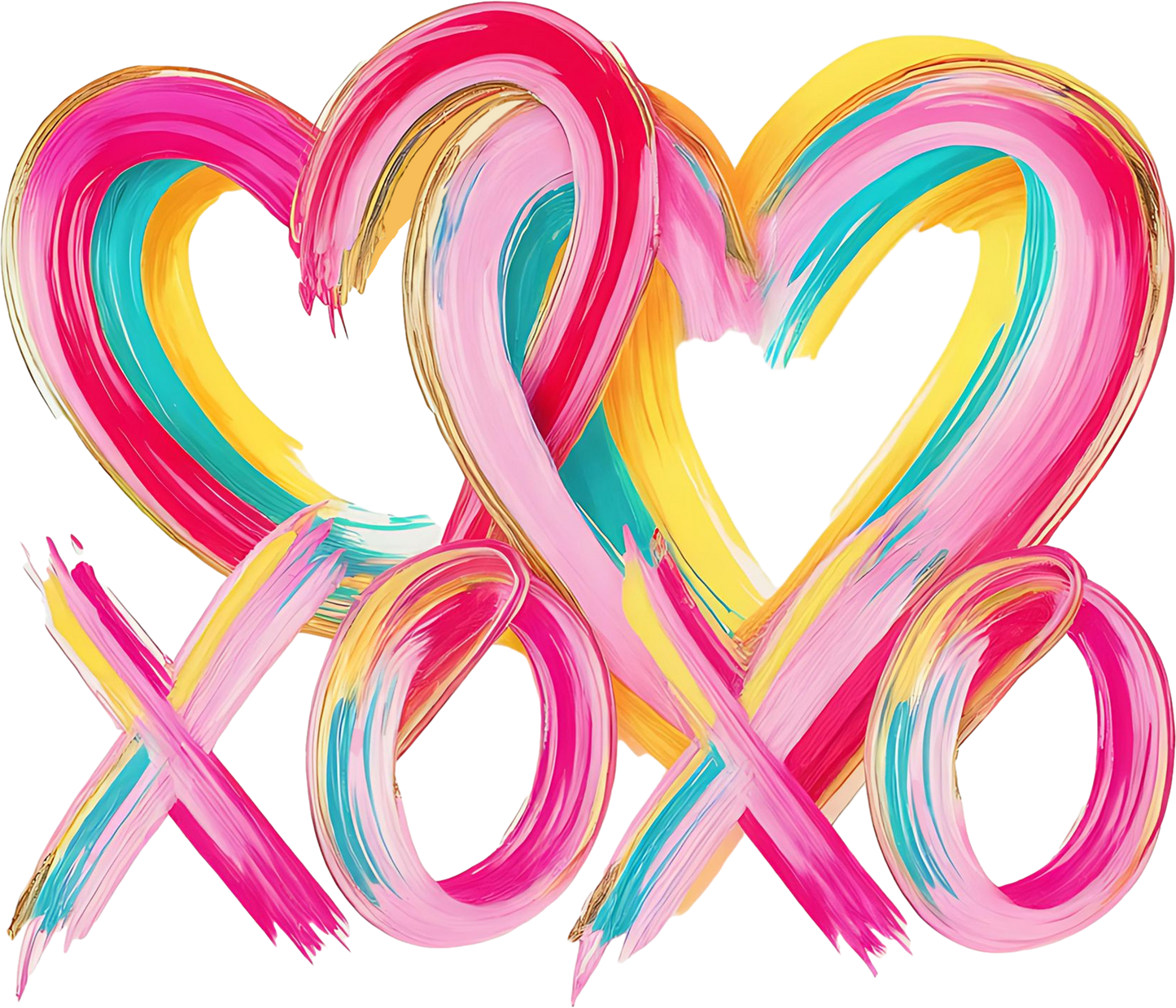 DTF Transfer – BD Paint XOXO Hearts Multi Sizes