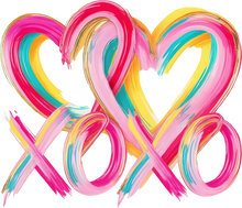 Load image into Gallery viewer, DTF Transfer – BD Paint XOXO Hearts Multi Sizes
