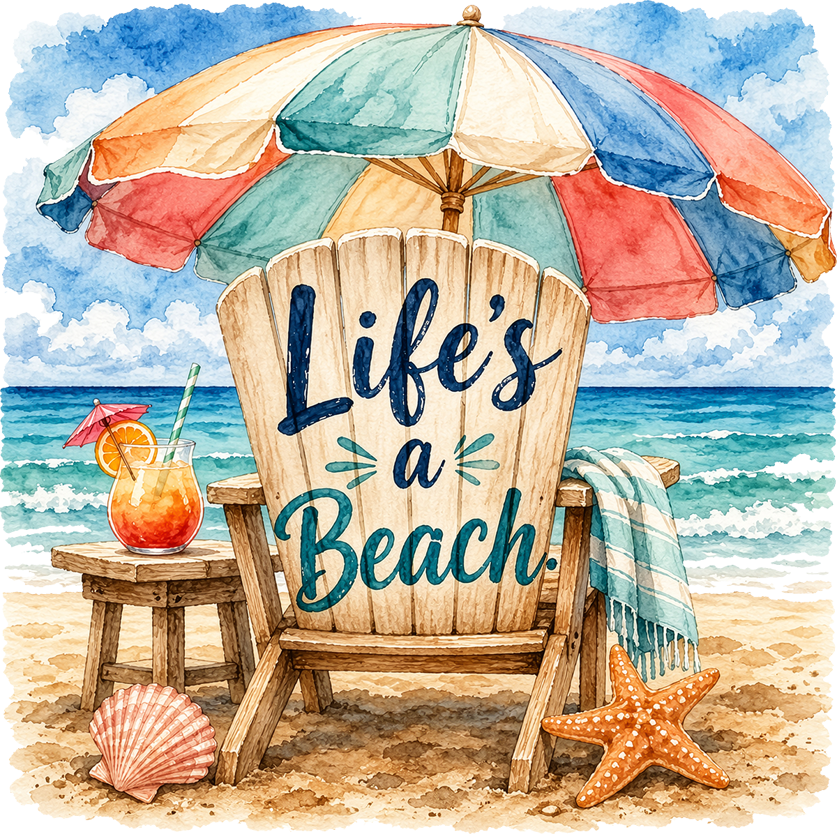 DTF Transfer – Life's a Beach Multi Sizes (BE-SC009)