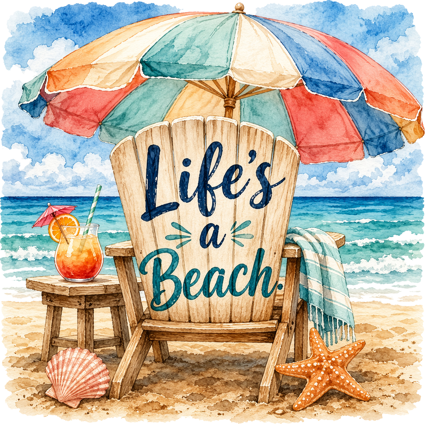 DTF Transfer – Life's a Beach Multi Sizes (BE-SC009)