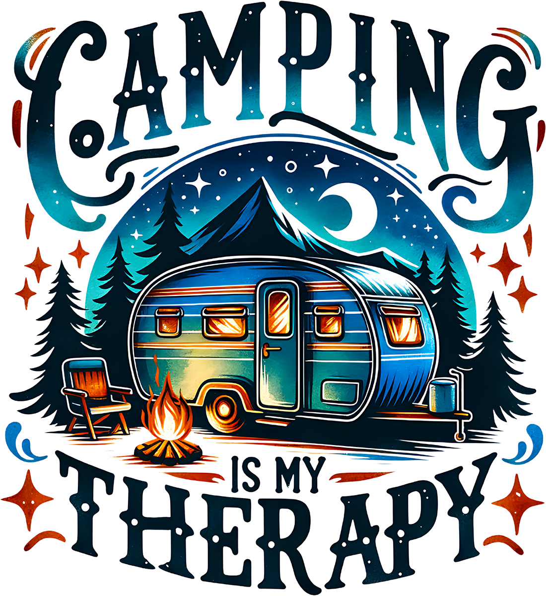 DTF Transfer – Camping Is my Therapy Multi Sizes (CA-SC002)