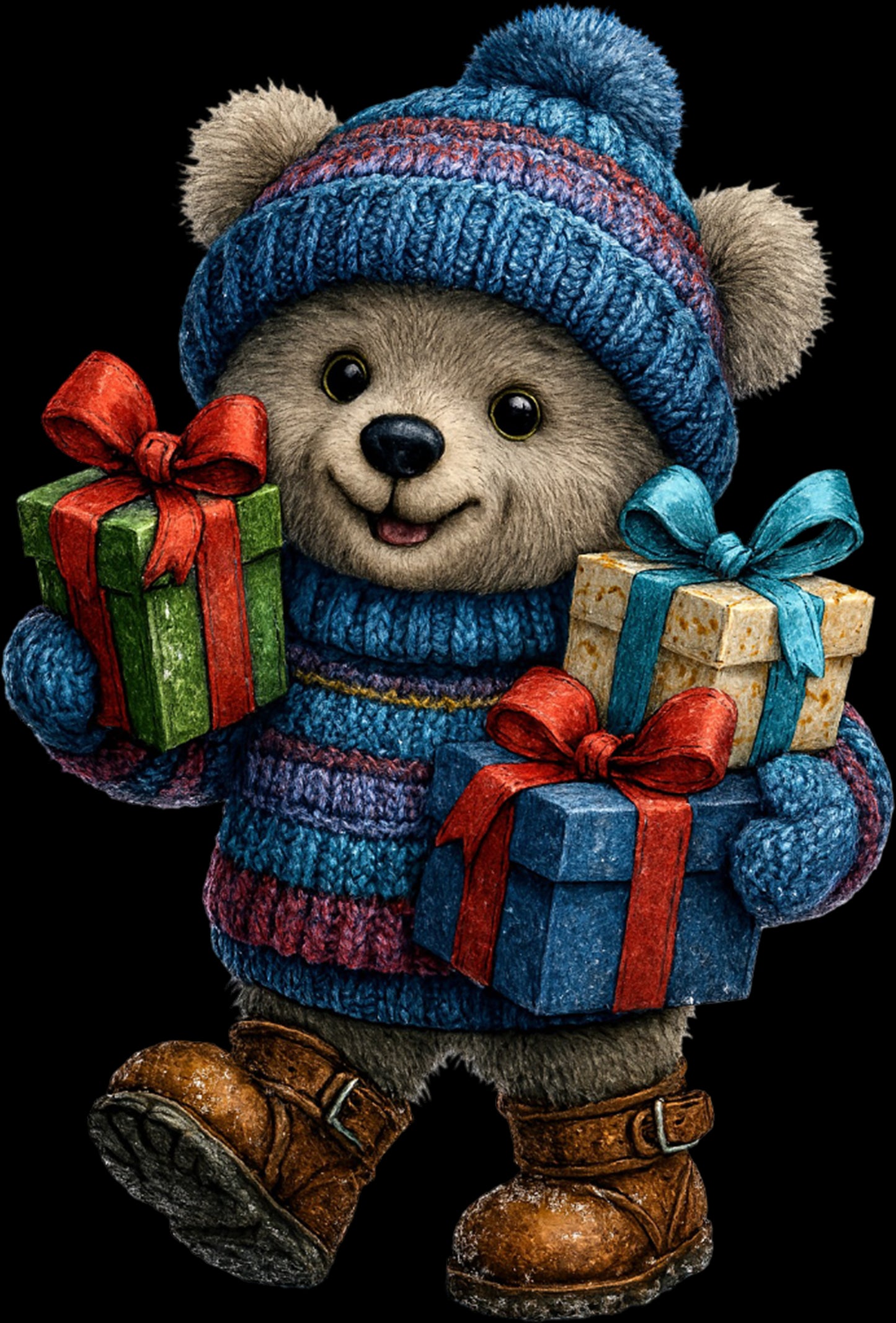 DTF Transfer – Bear With Presents Multi Sizes (CM-AN001)