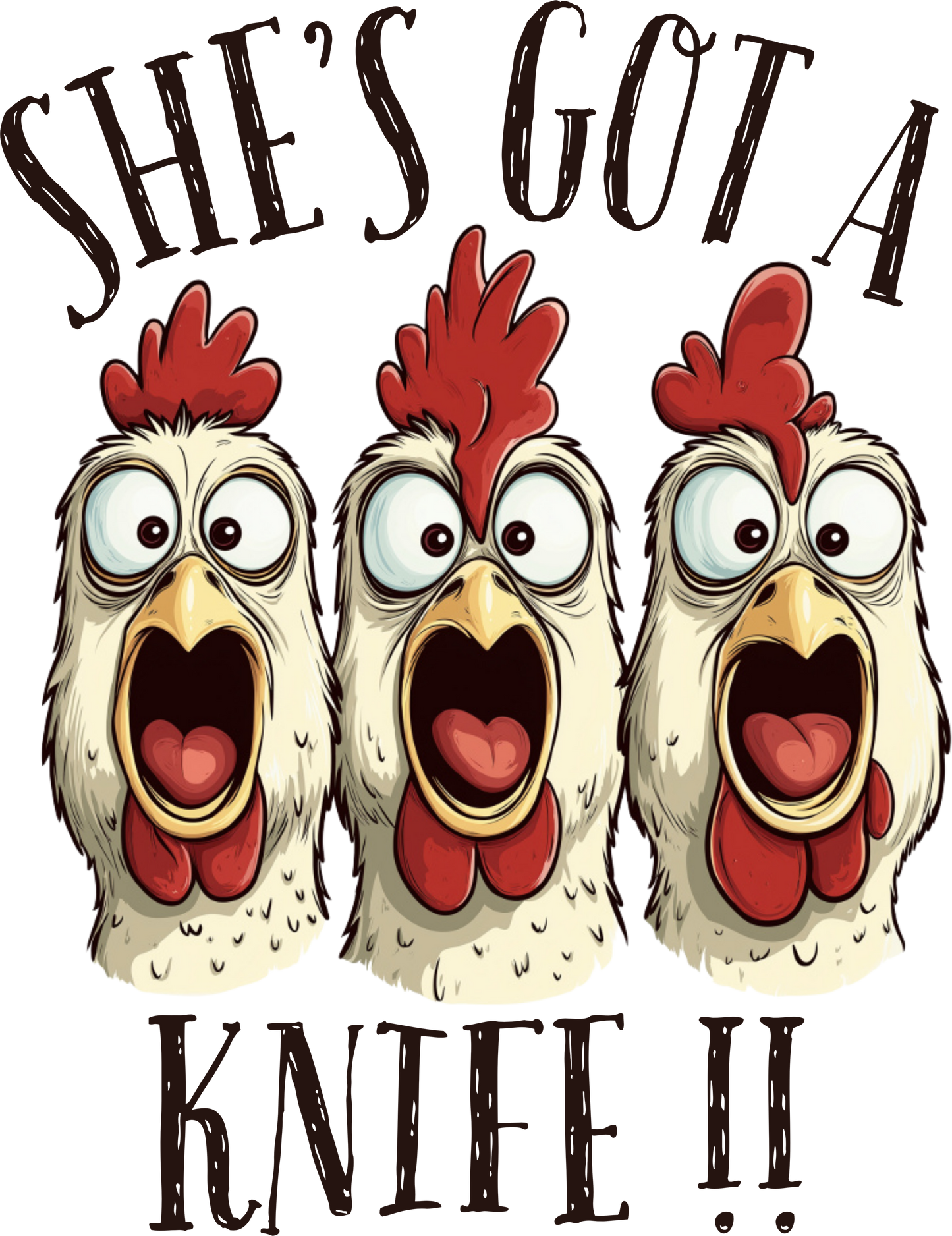 DTF Transfer – BM Chicken Faces Multi Sizes