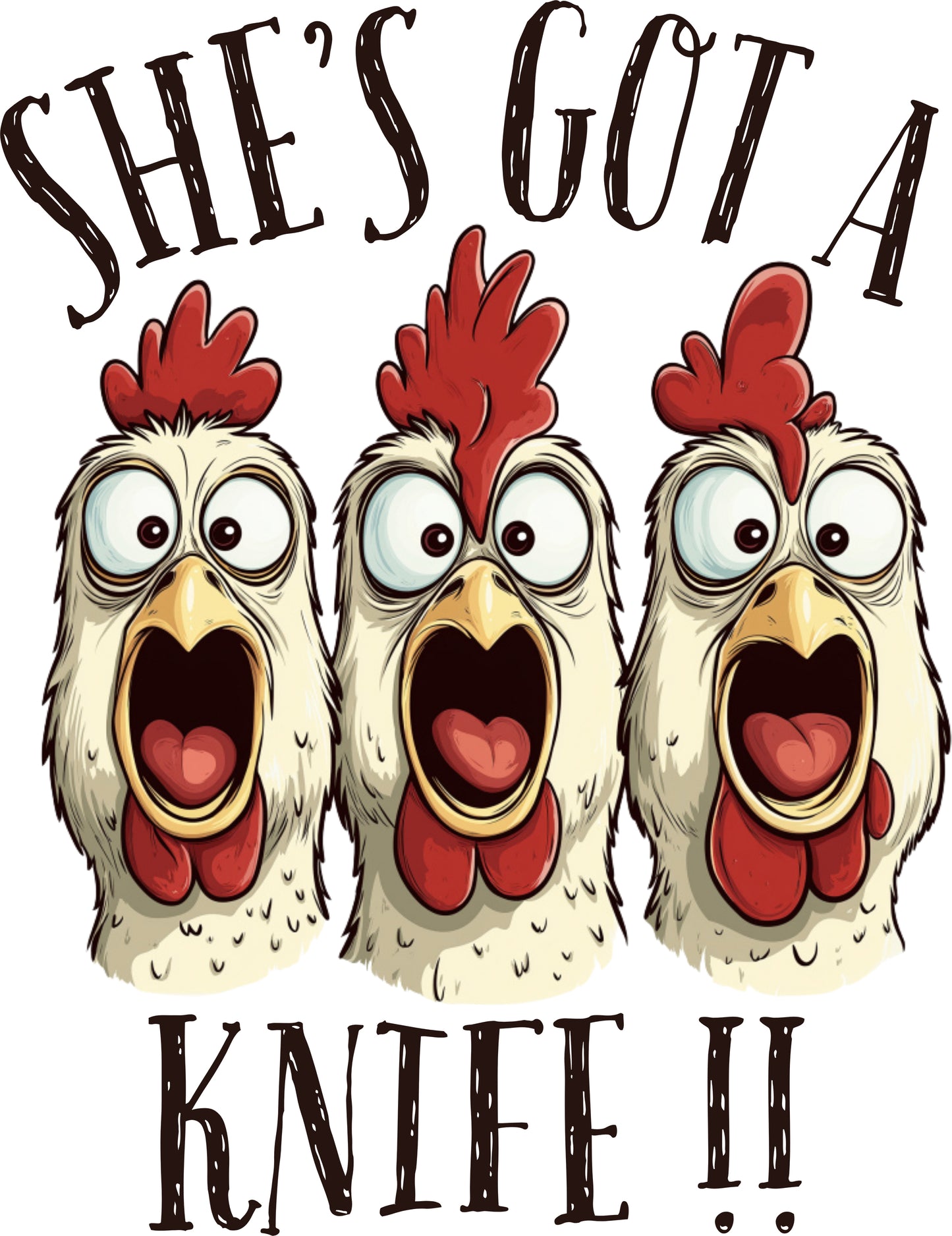 DTF Transfer – BM Chicken Faces Multi Sizes