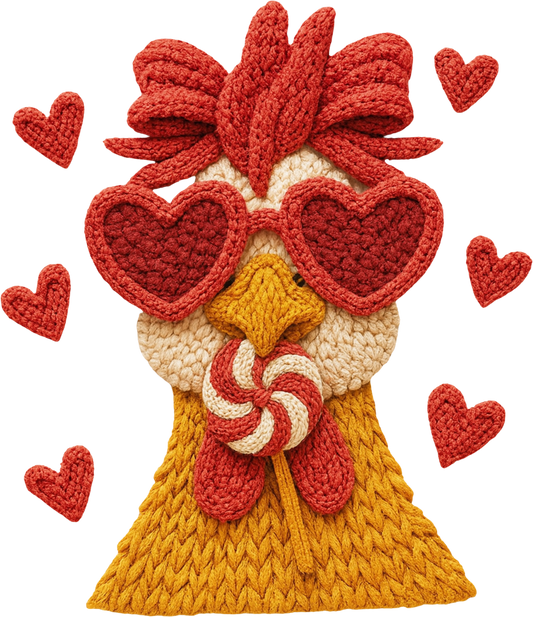 DTF Transfer – BW Chicken Heart Multi Sizes