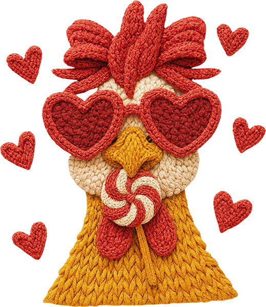 DTF Transfer – BW Chicken Heart Multi Sizes