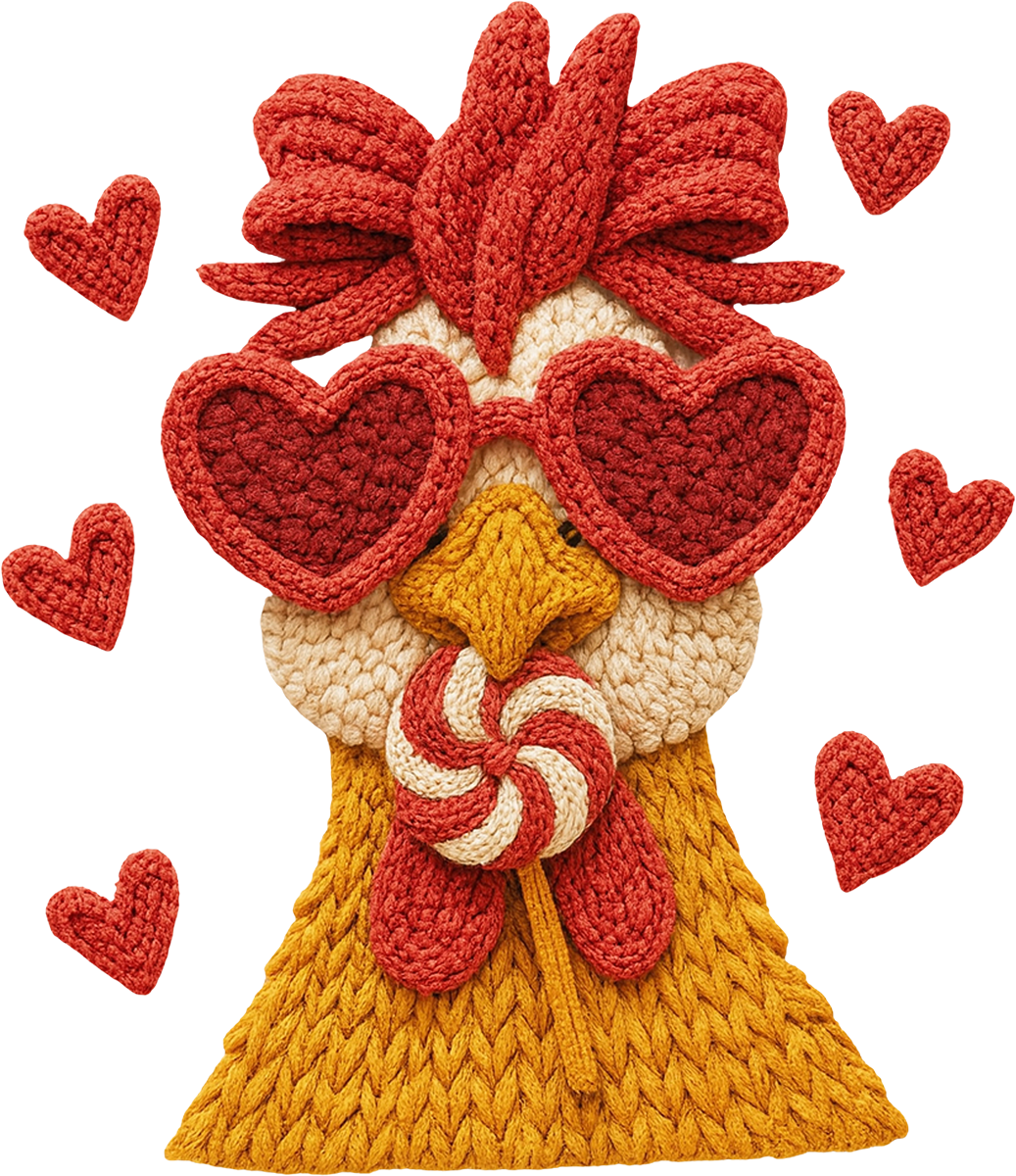 DTF Transfer – BW Chicken Heart Multi Sizes